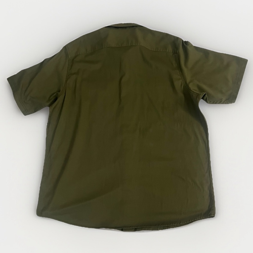 Wrangler‎ Button Down Shirt Mens L Olive Green Short Sleeve Casual - Picture 5 of 10